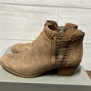 Fergie Tan Ankle Booties with Woven Detail